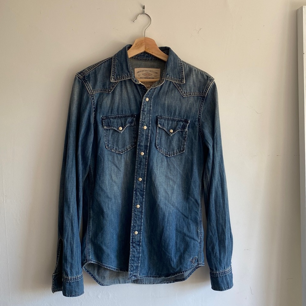 American Eagle Denim Button-Up